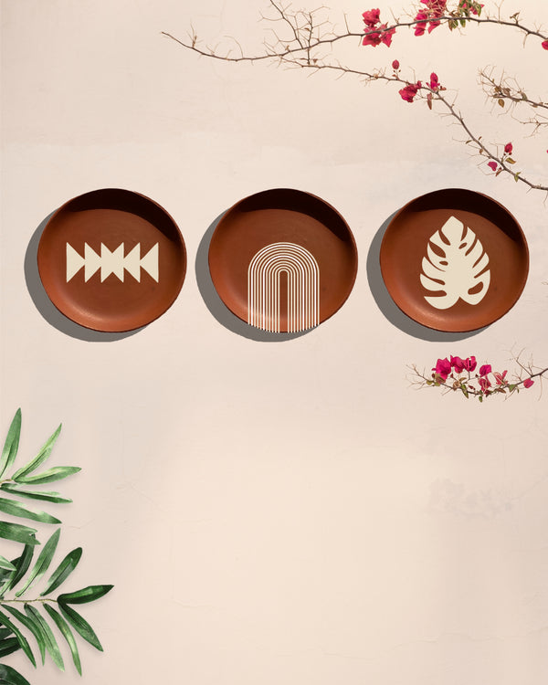Tropical playlist  - Terracotta decorative wall plates set of 3